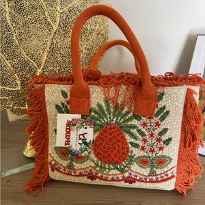 Viral Orange Pineapple Beaded Tote Bag